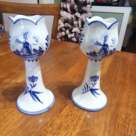 Delftware Other - Delftware Pottery by Elesva Holland-Candlestick Holders